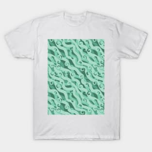 Abstract Diagonal Lines with Swirls Seamless Surface Pattern Design T-Shirt